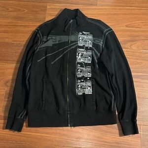 Y2K Guess Black Grunge Full Zip Sweater Size Mens XL
